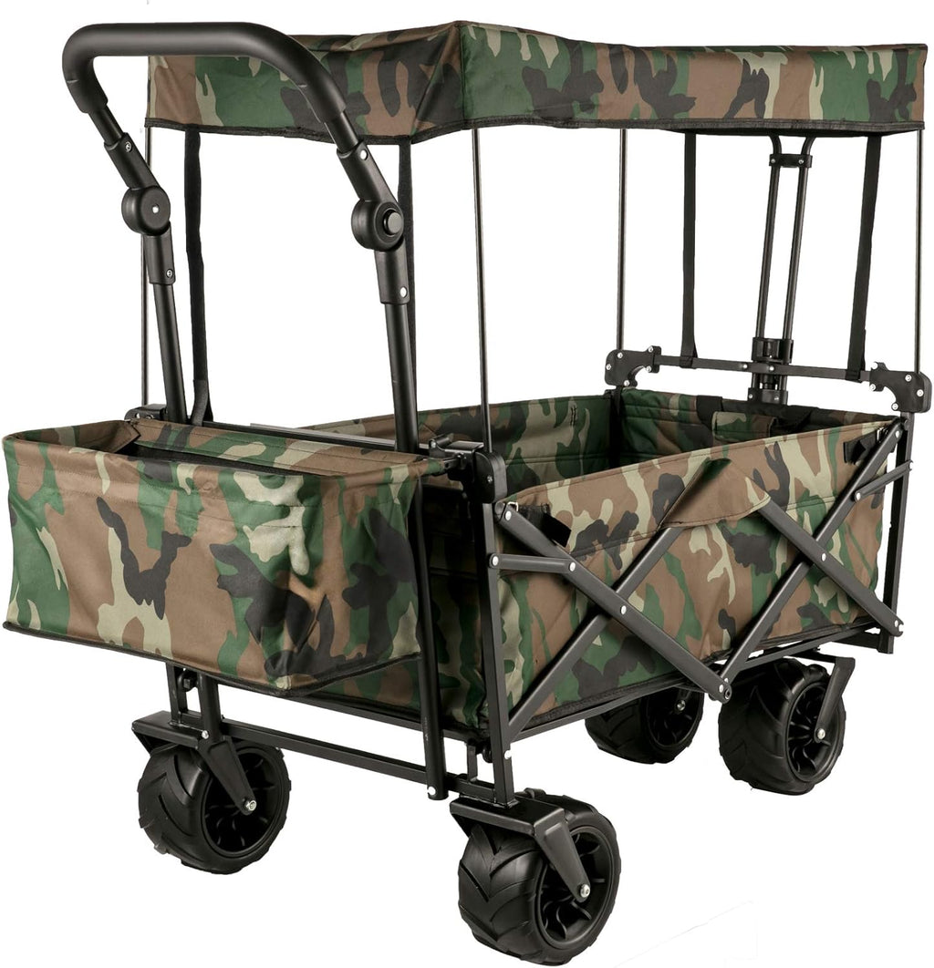 Extra Large Collapsible Garden Cart with Removable Canopy, Black O69897