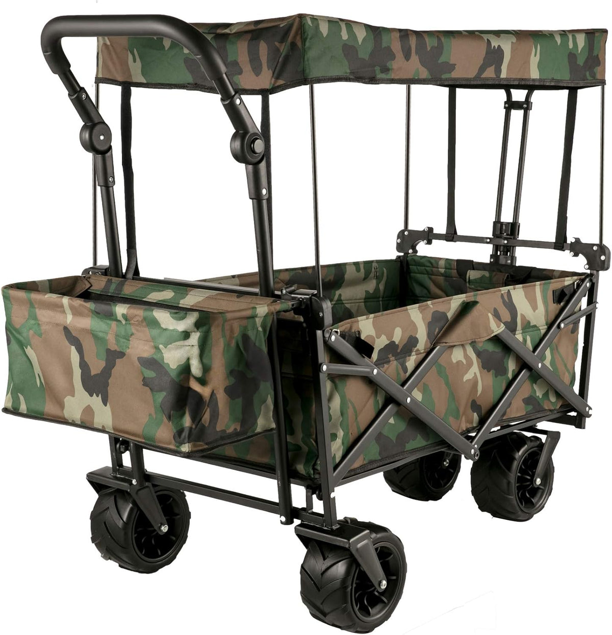 Extra Large Collapsible Garden Cart with Removable Canopy, Black O69897