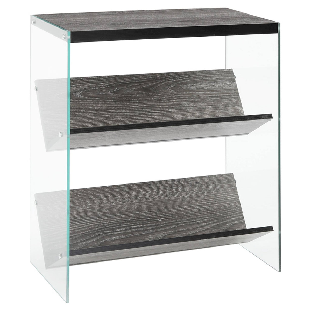 27.75x22 Weathered Gray Glass Bookcase D58512