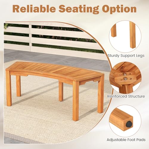 Acacia Wood Firepit Bench with Metal Frame Q8481