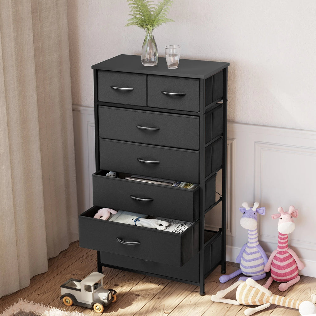 Black 7 Drawer Wood Dresser B23491