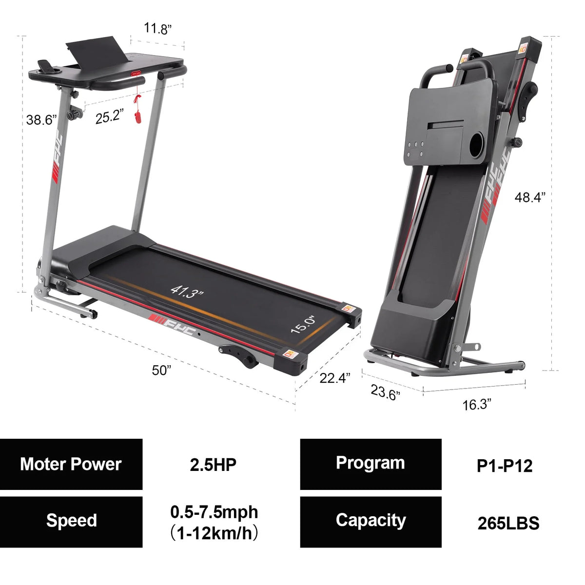 Folding Treadmill with Desk Electric Treadmill N70001