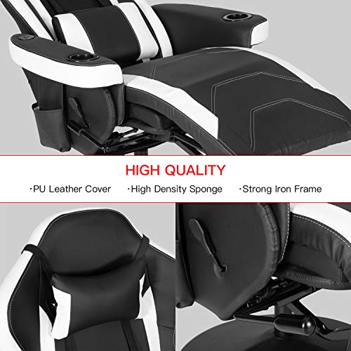 Black Blue Gaming Recliner Chair with Speakers and Massage E68450