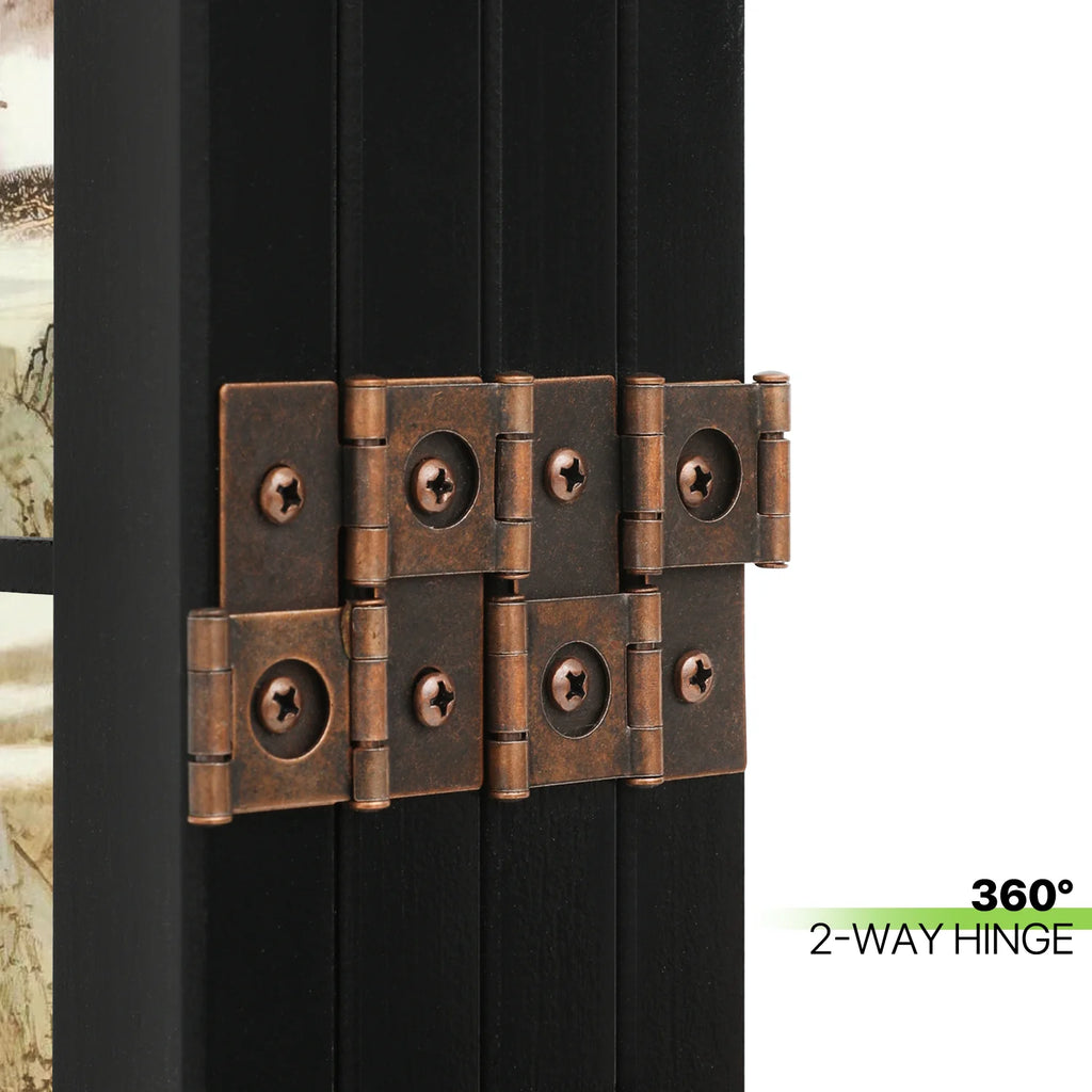 Black 4 Panel Tiger Pattern Wooden Room Divider O31737