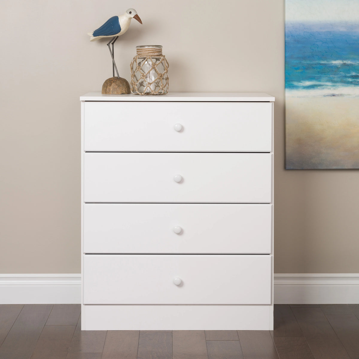 White 4-Drawer Vertical Dresser D287601