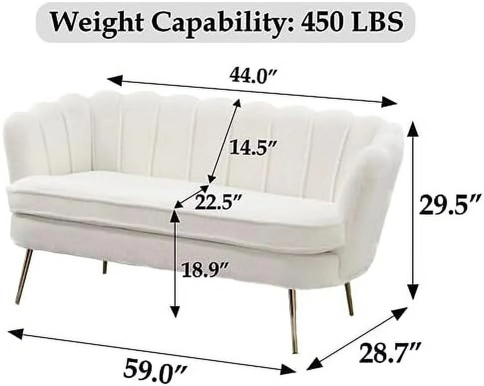 Boucle Loveseat Sofa with Gold Metal Legs F766
