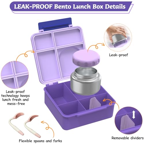 8oz Leak-Proof 4 Compartment Bento Lunch Box Set with Thermo Food Jar and Insulated Bag R15593