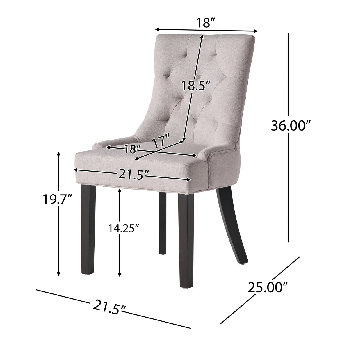Light Grey Fabric Dining Chair Set of 2 Q138