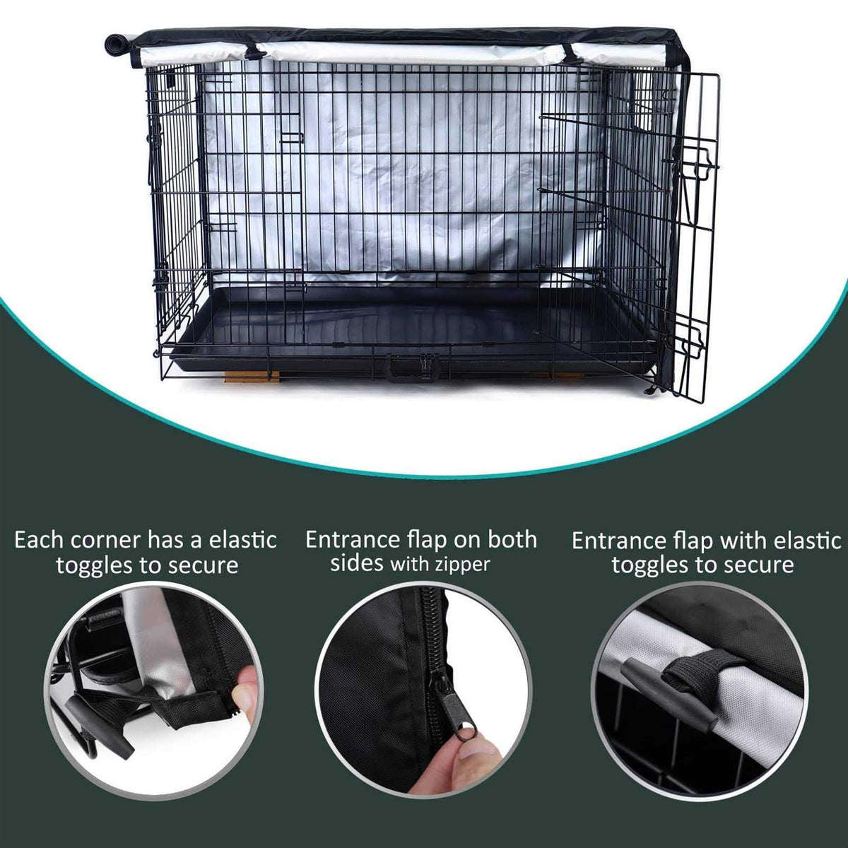 Waterproof Anti-UV Double Door Dog Crate Cover D21293