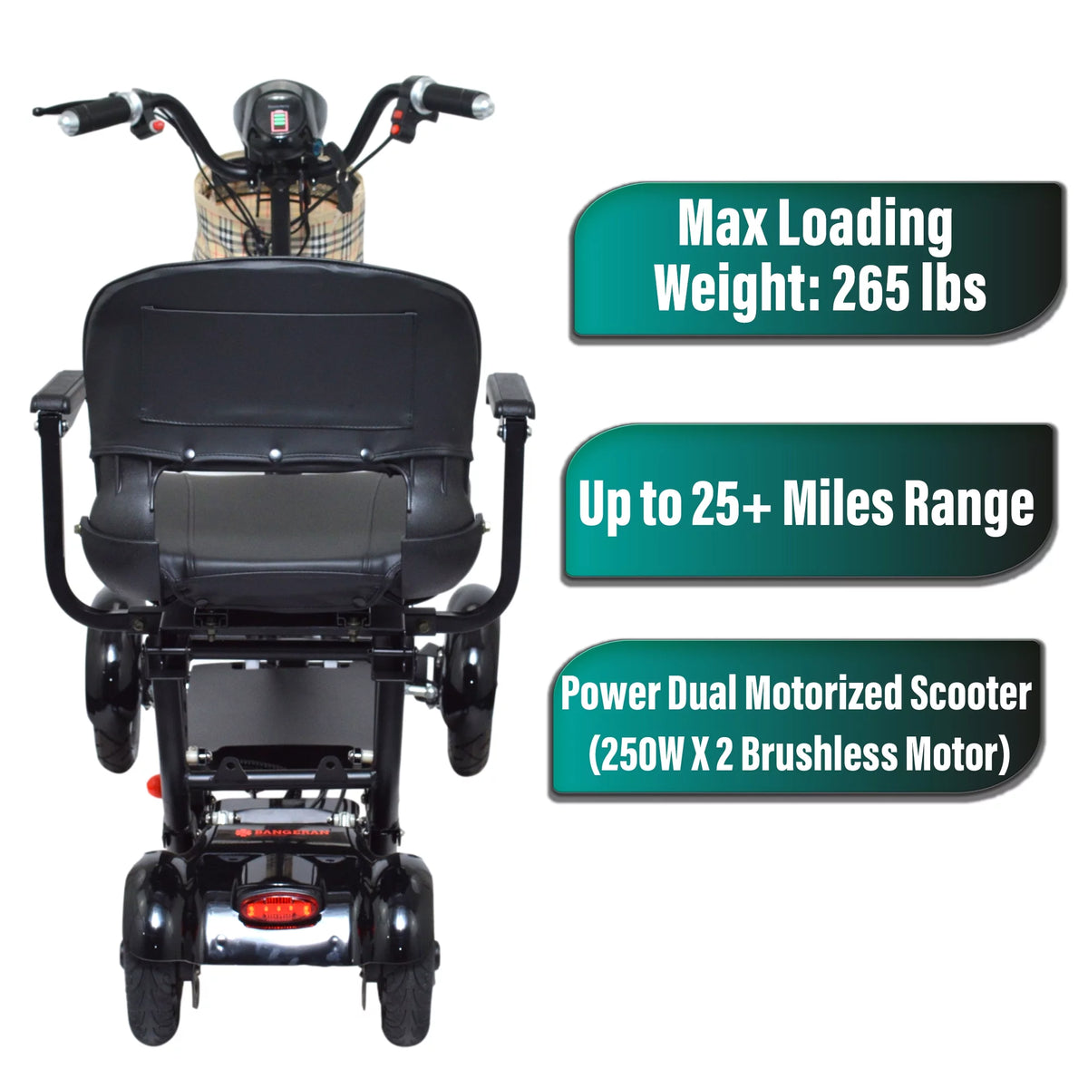 4 Wheel Foldable Powered Mobility Scooter with Seat W15287