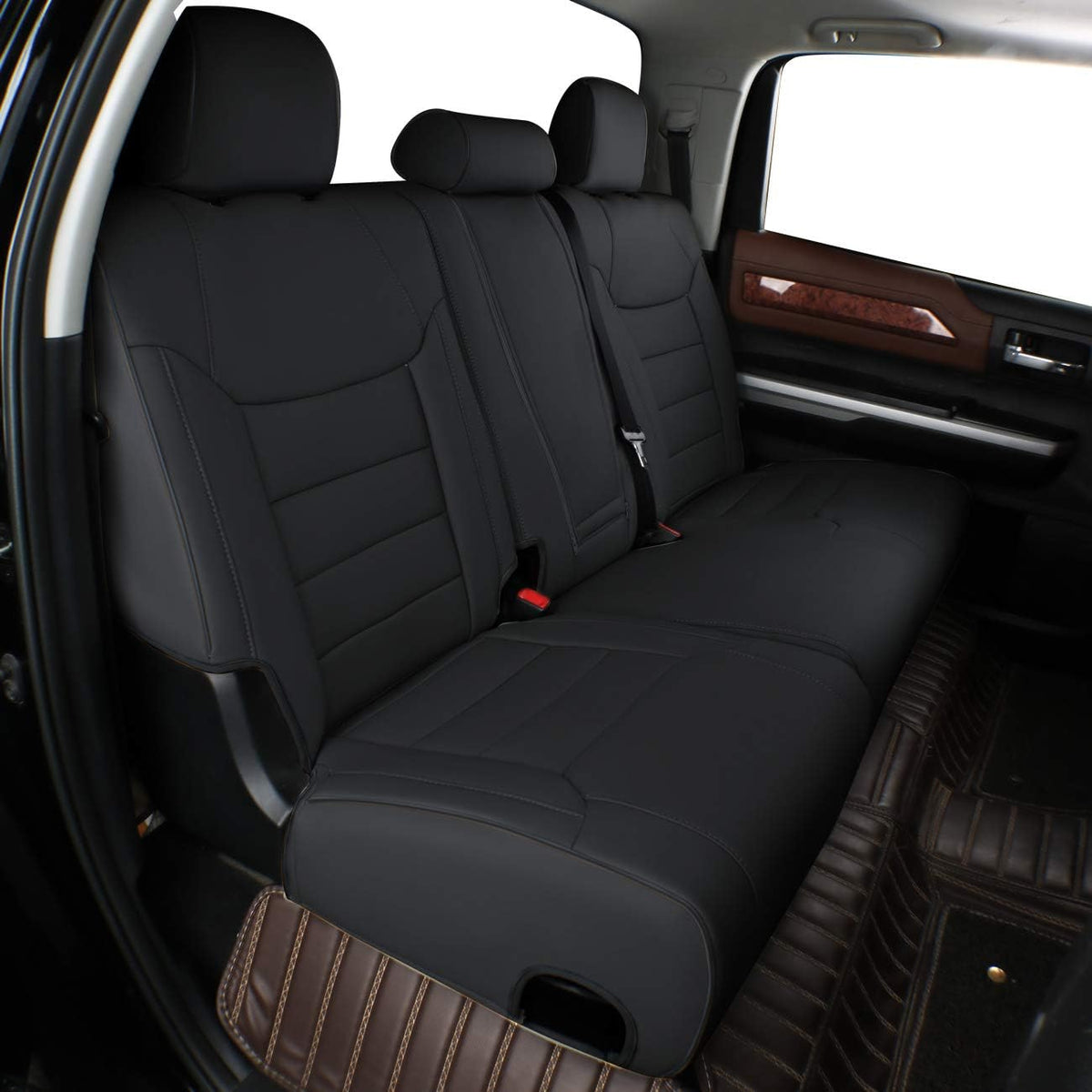 Custom Fit Full Set Car Seat Covers Leatherette Black Gray P1990