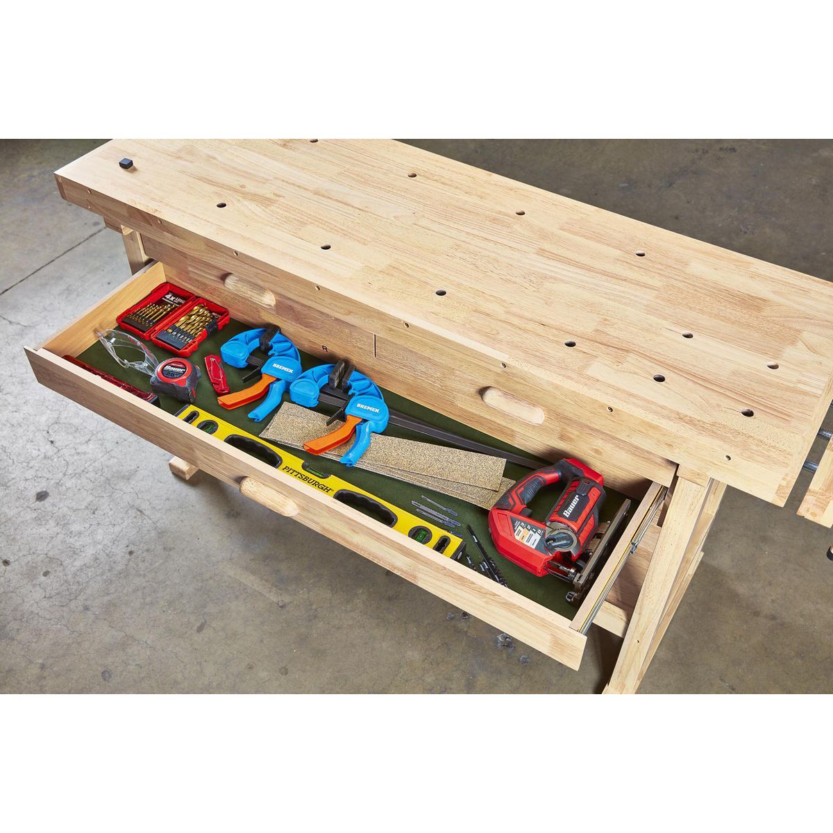 60 in. 3-Drawer Hardwood Workbench D70954