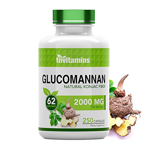 Glucomannan Capsules 2000 MG - 250 Count Konjac Root Fiber Supplement W721697