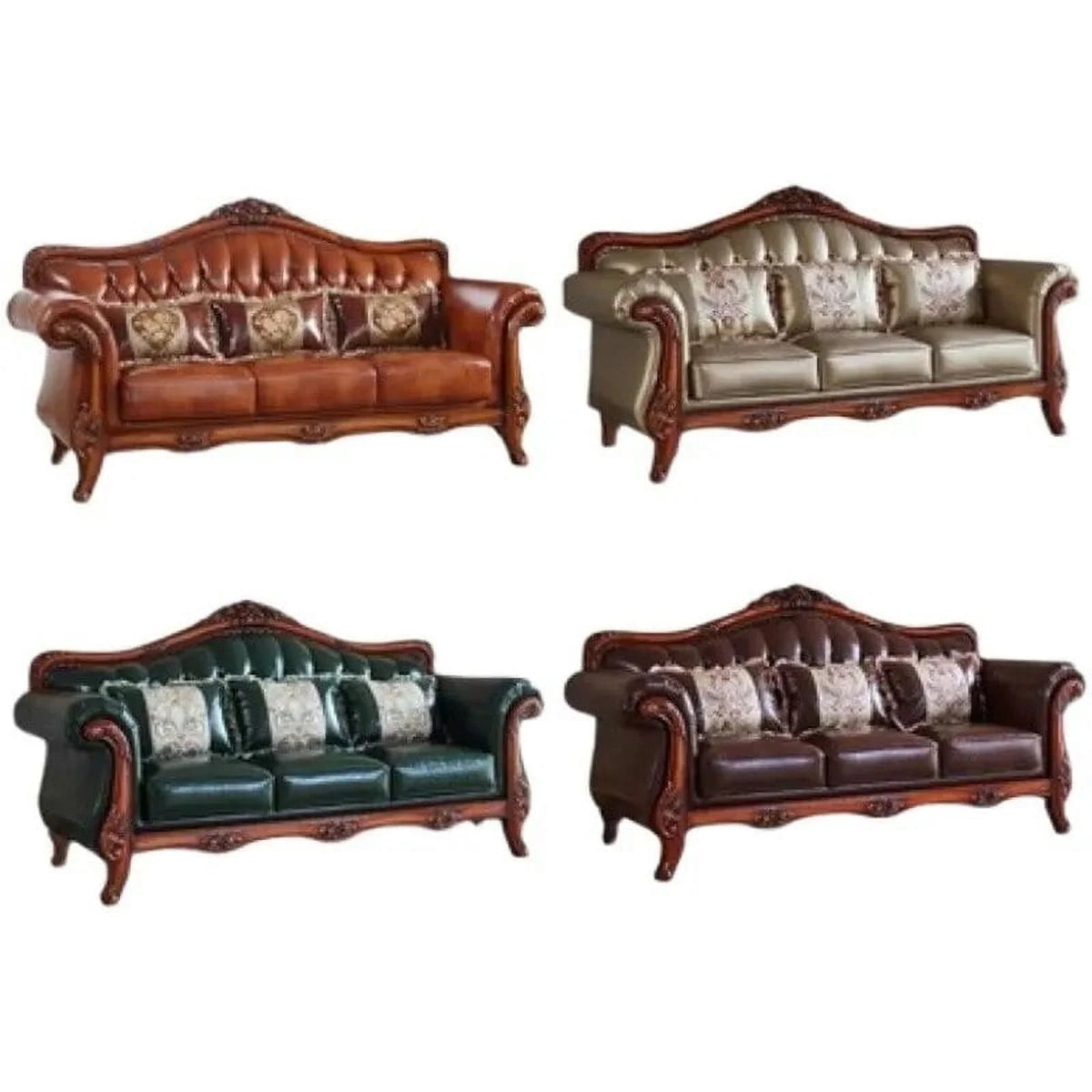 Antique Genuine Leather Sofa Set Z476