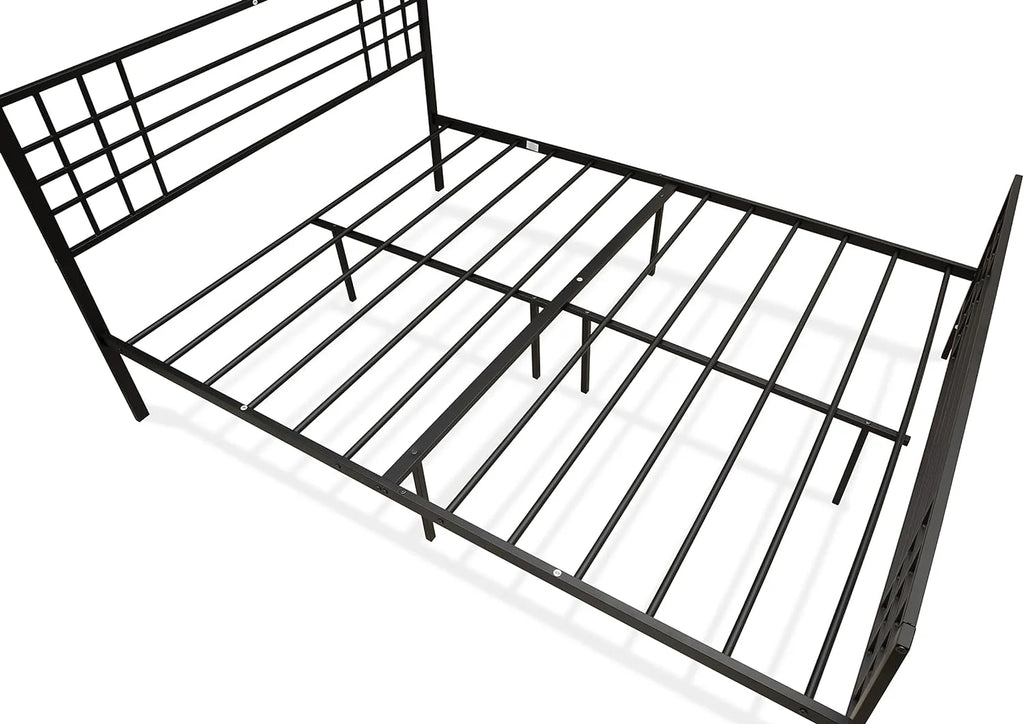 Black Bed Frame with 9 Metal Legs F264