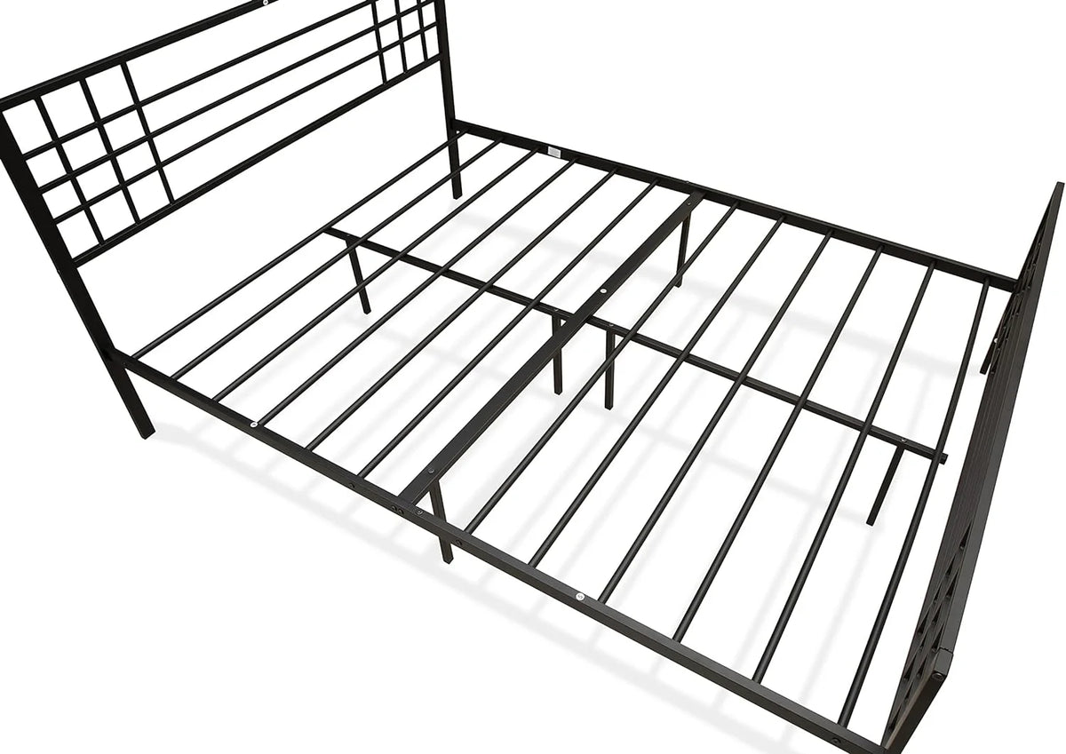 Black Bed Frame with 9 Metal Legs F264