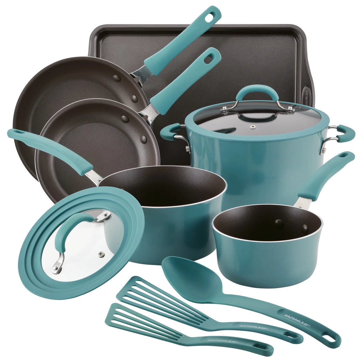 Agave Blue 11-Piece Aluminum Nonstick Cookware Set E4562