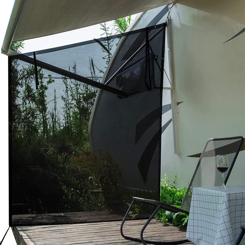 Black Mesh RV Awning Sunshade 15' x 9' D69825