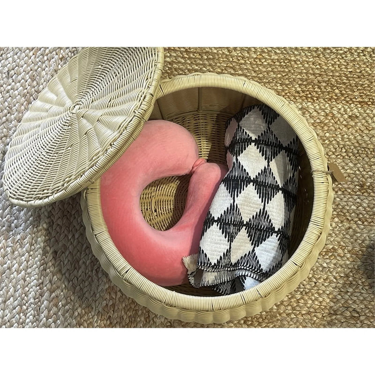 Wicker Rattan Storage Footstool Q48875