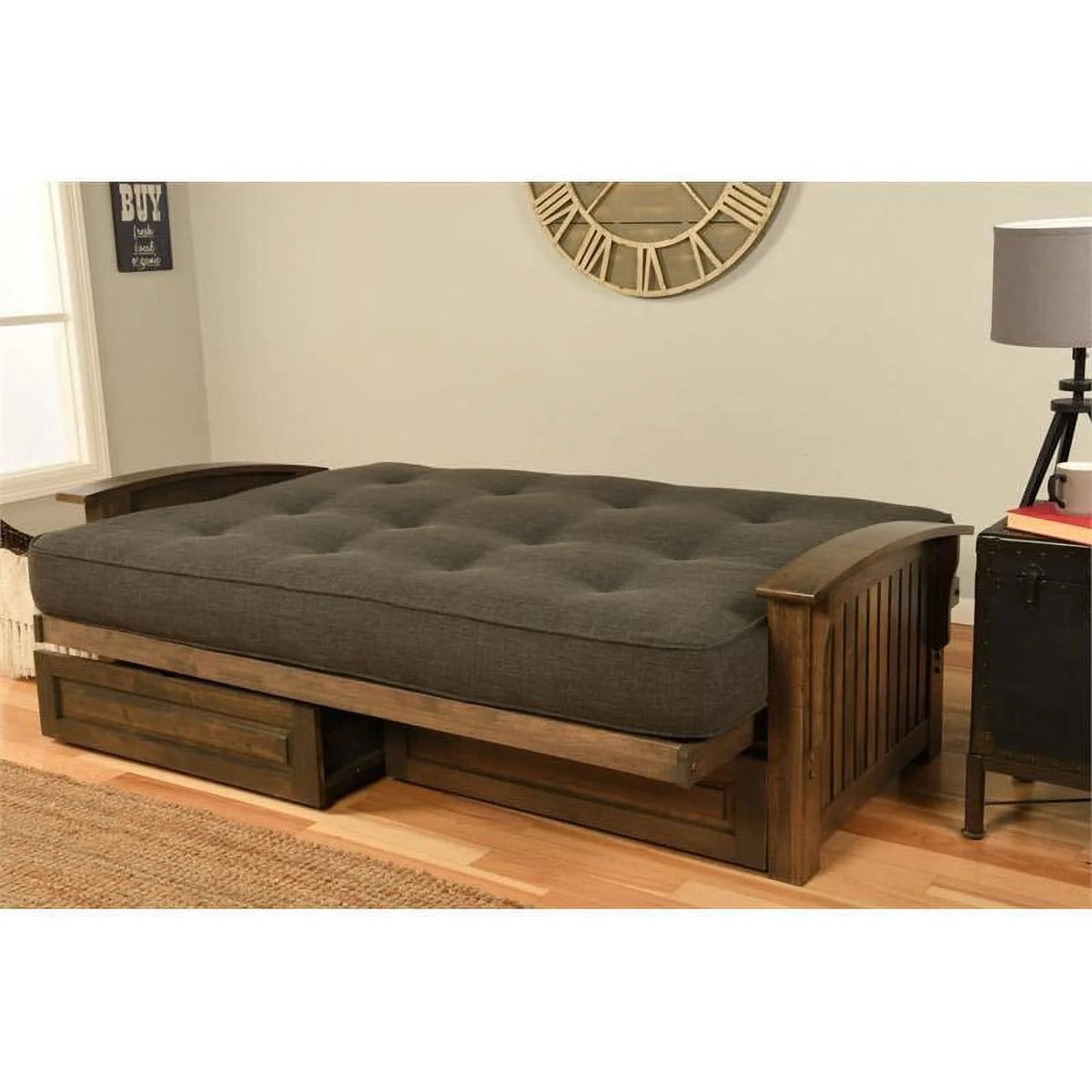 Queen Size Wood Storage Futon S4830