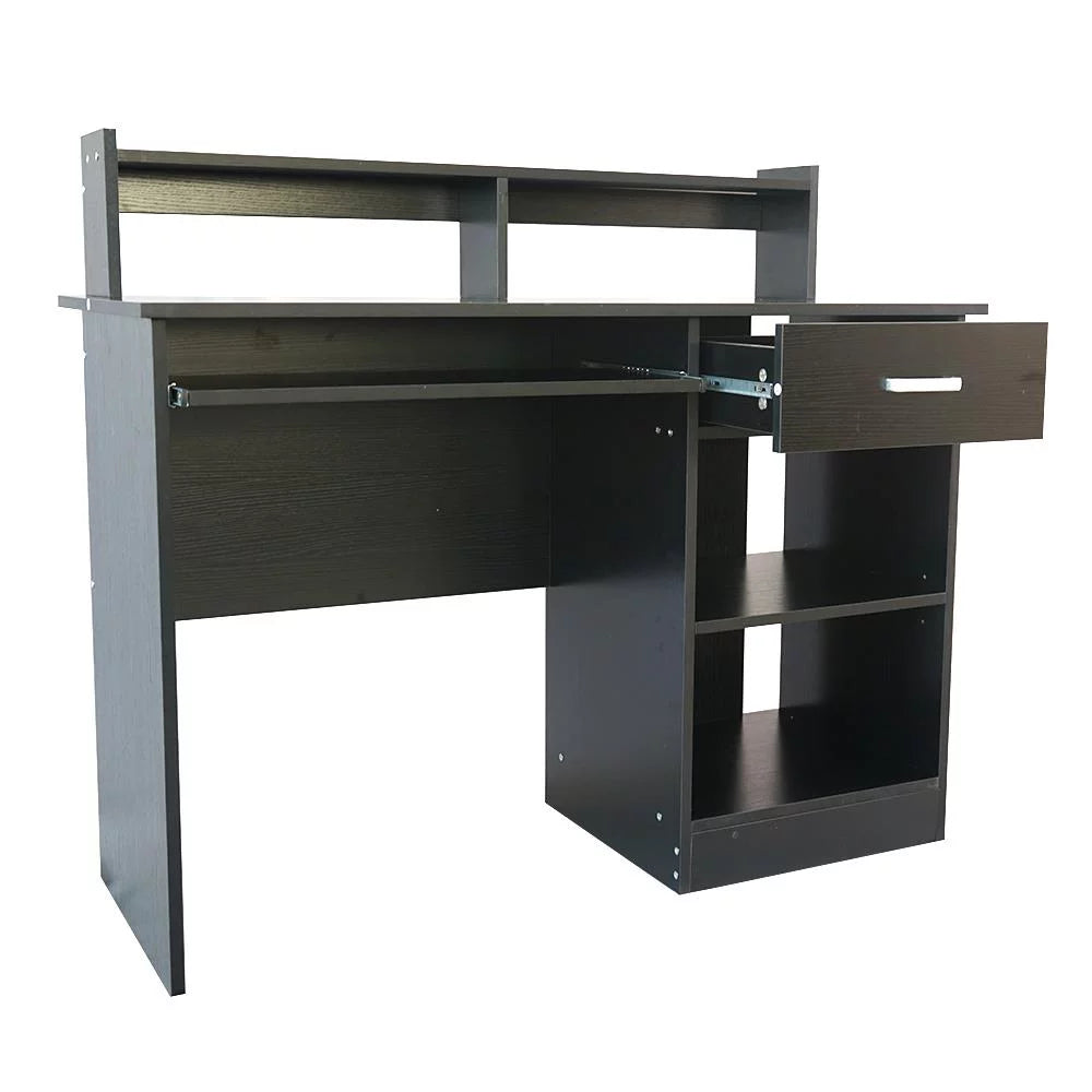 Black Computer Desk with Drawer and Keyboard Tray F594