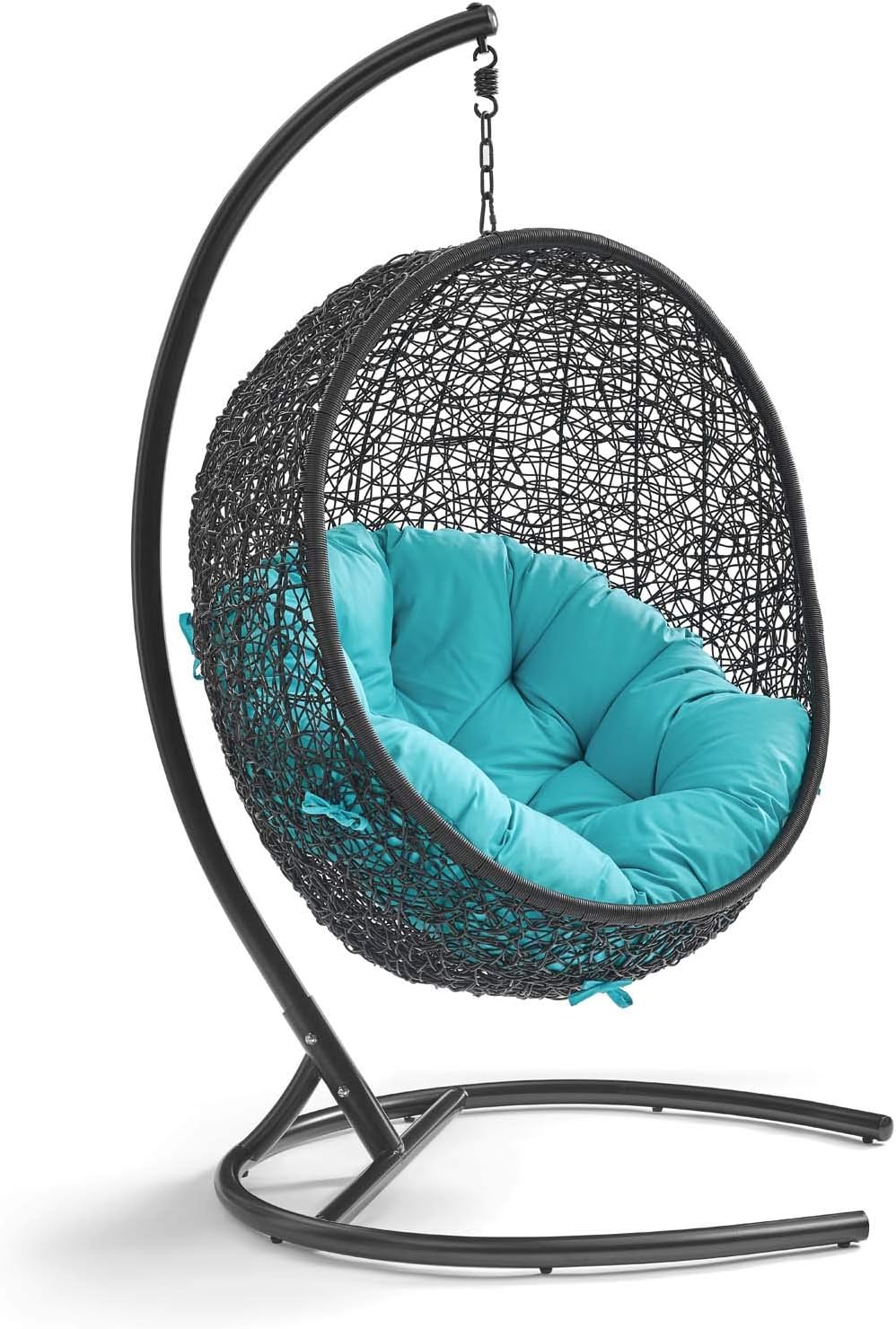 Beige Wicker Rattan Swing Chair with Stand F3553