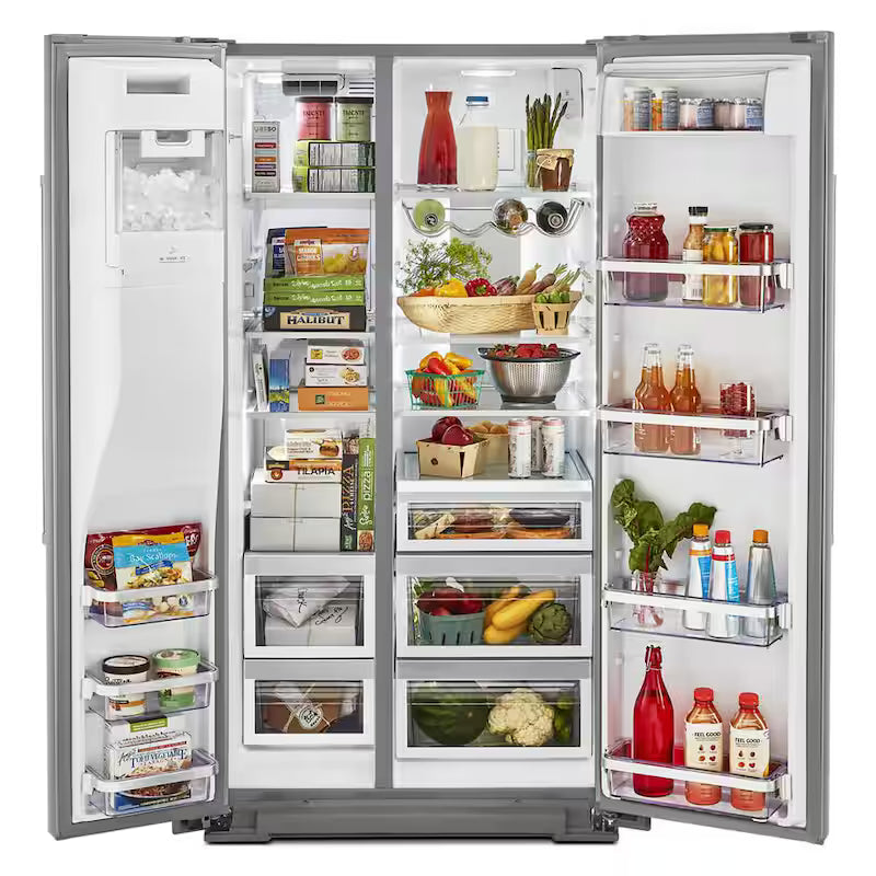 36 in. W 24.8 cu. ft. Side by Side Refrigerator with Exterior Ice and Water Stainless Steel G5569