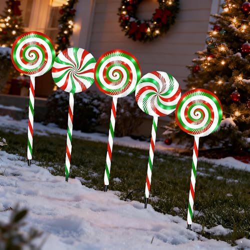 5 Pack Solar Powered Christmas Pathway Lights Y35511