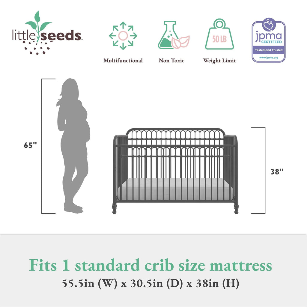 Gray Convertible Metal Crib F789