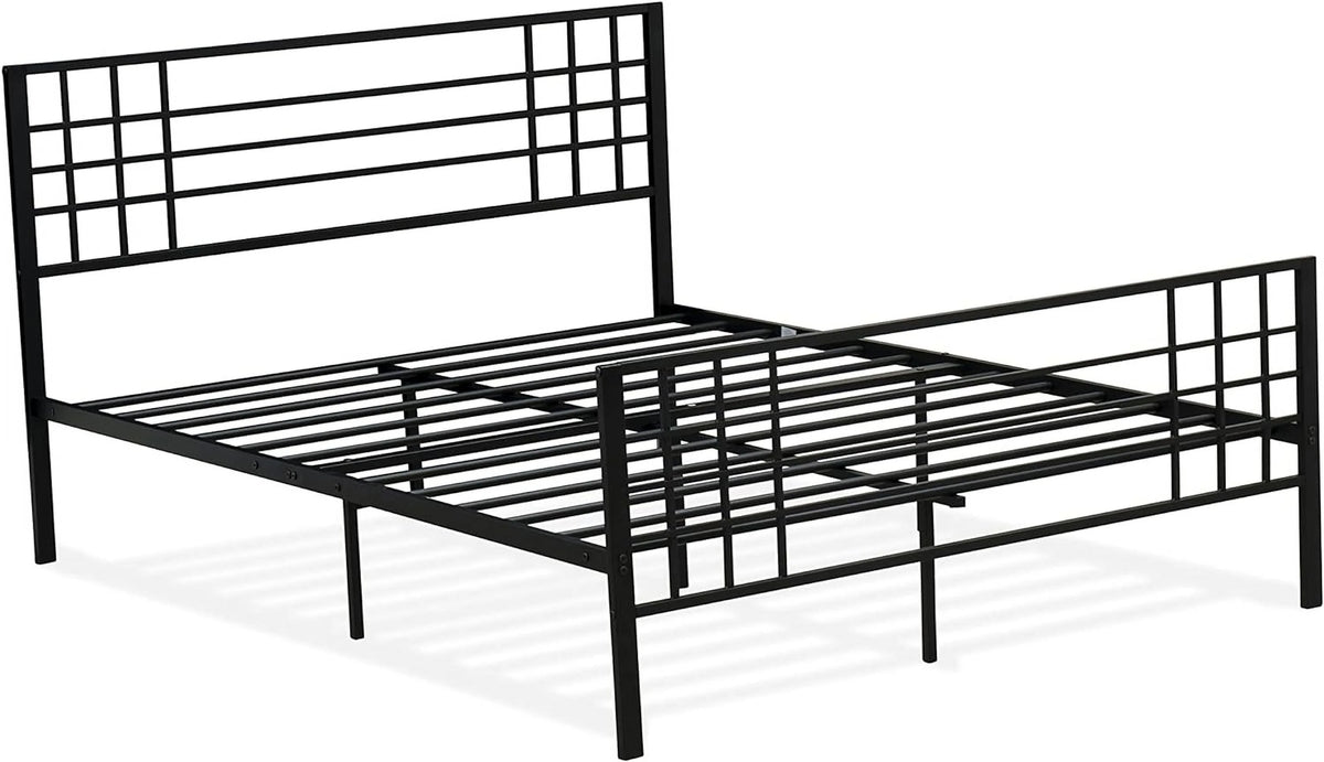 Black Bed Frame with 9 Metal Legs F264