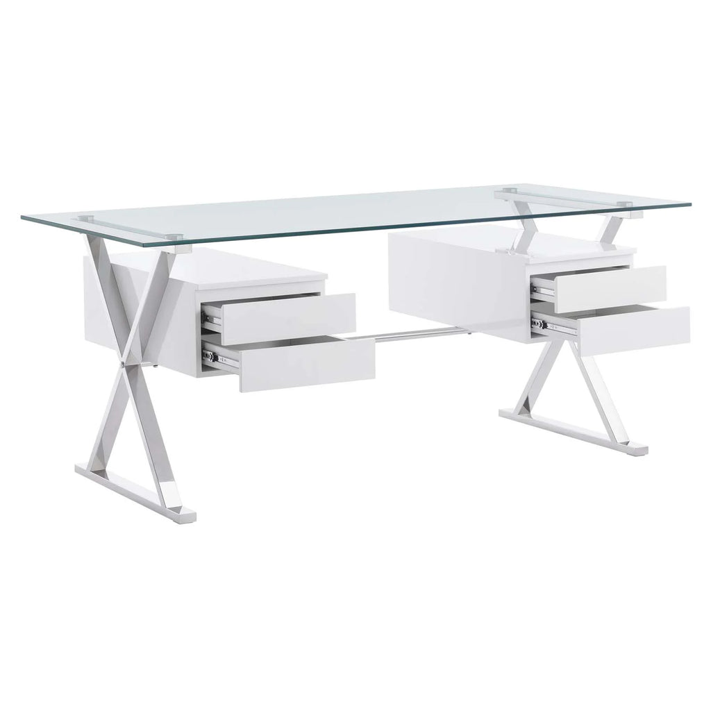 71" Glass Top Office Desk O528