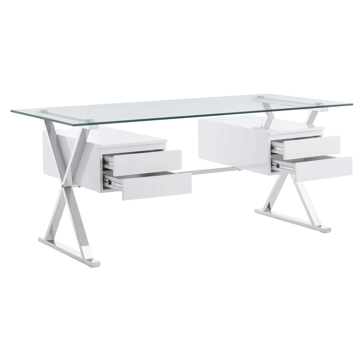 71" Glass Top Office Desk O528