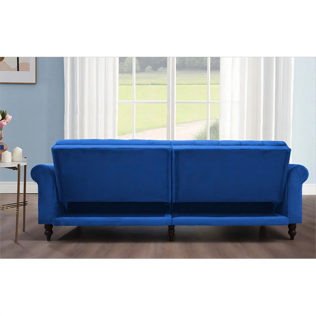 Blue Velvet Convertible Sofa Bed K395