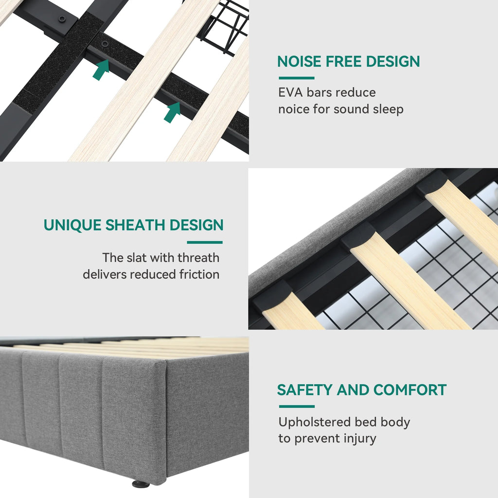 King Size Upholstered Bed Frame with 4 Storage Drawers S3976