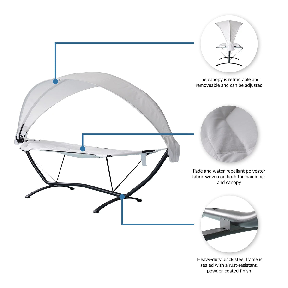 Steel Frame Lounger With Canopy S179