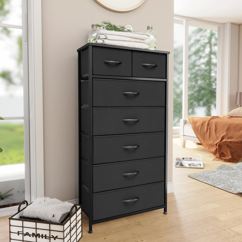 Black 7 Drawer Wood Dresser B23491