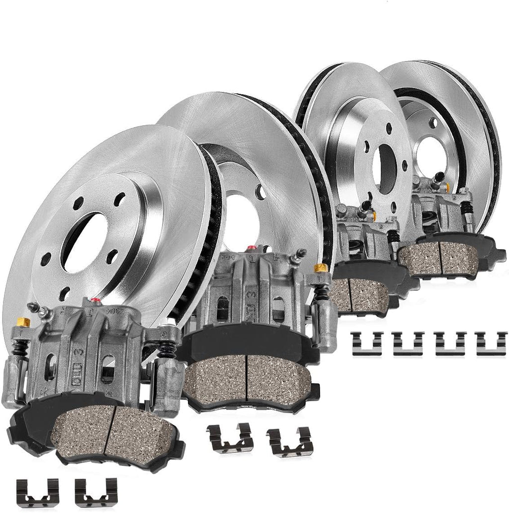Front + Rear Calipers + Rotors + Ceramic Pads Kit F14165