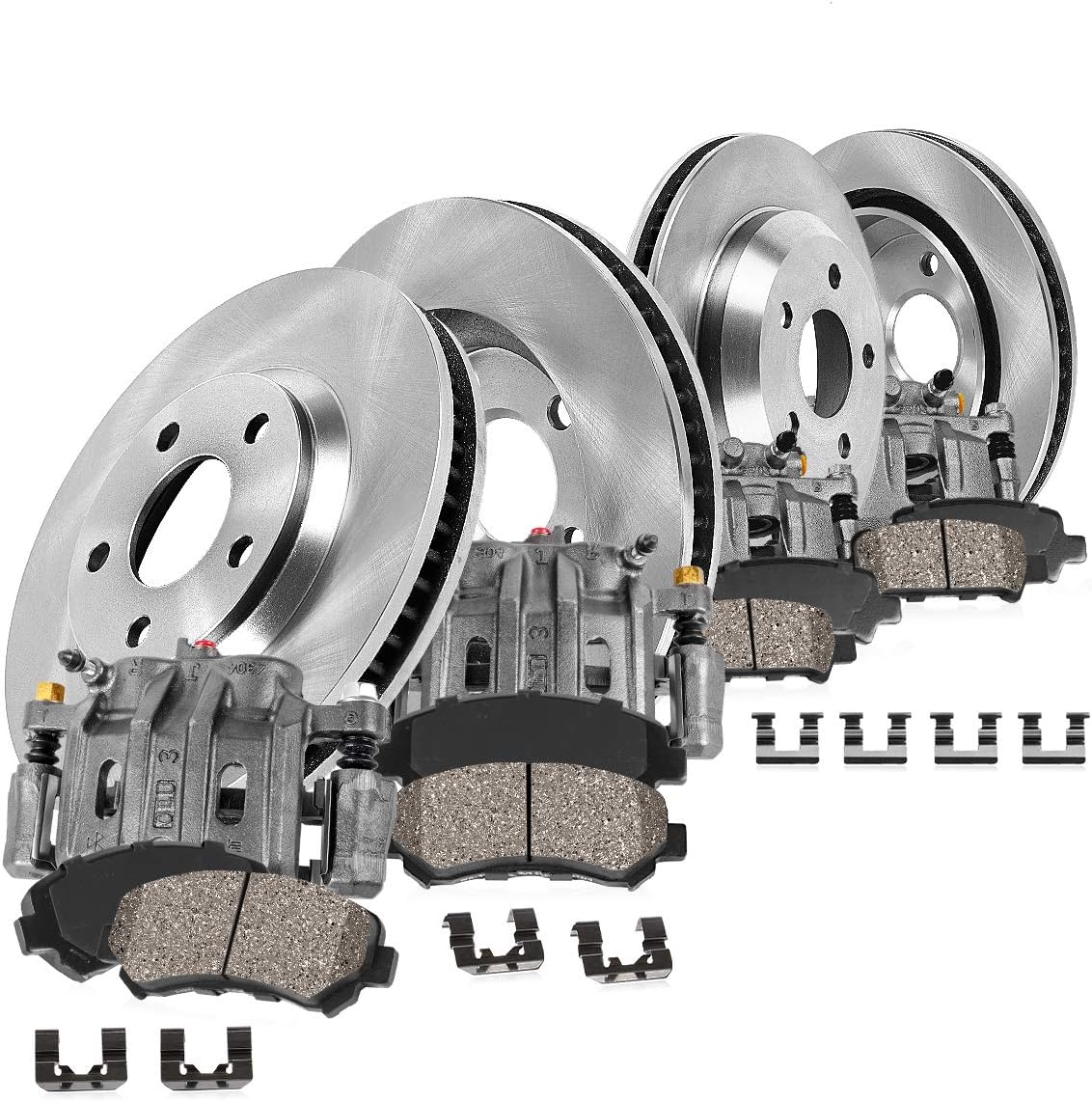 Front + Rear Calipers + Rotors + Ceramic Pads Kit F14165