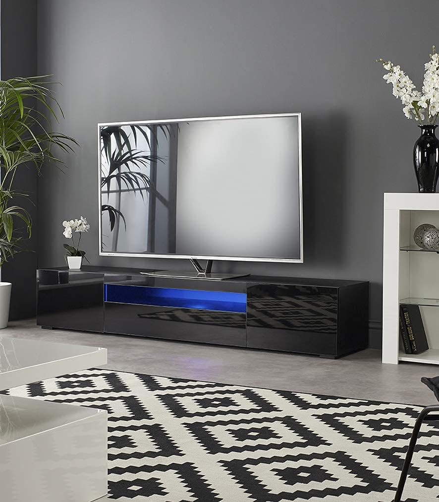 Modern Black Modular TV Cabinet with LED Lights L7184