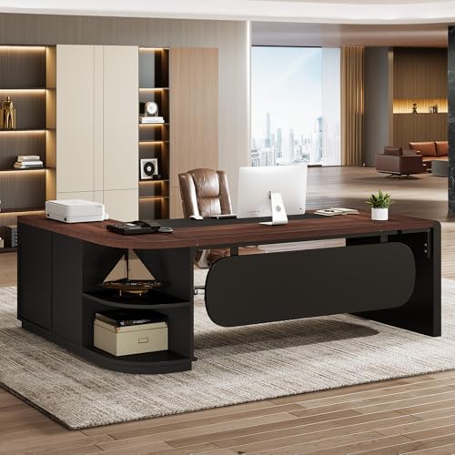 80'' L-Shaped Desk with Drawers Cabinet and Storage Shelves R81731