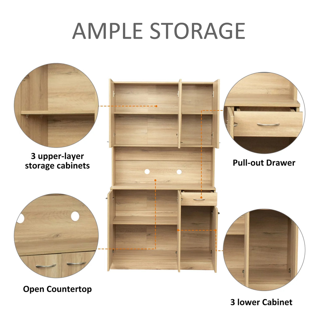 70.87" Tall Wardrobe & Kitchen Cabinet with 6 Doors 1 Drawer Rustic Oak A924341