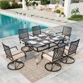 7 Piece Metal Outdoor Patio Dining Set with 6 Swivel Chairs and Dining Table G14623