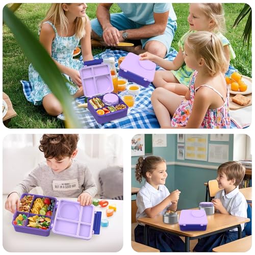 8oz Leak-Proof 4 Compartment Bento Lunch Box Set with Thermo Food Jar and Insulated Bag R15593