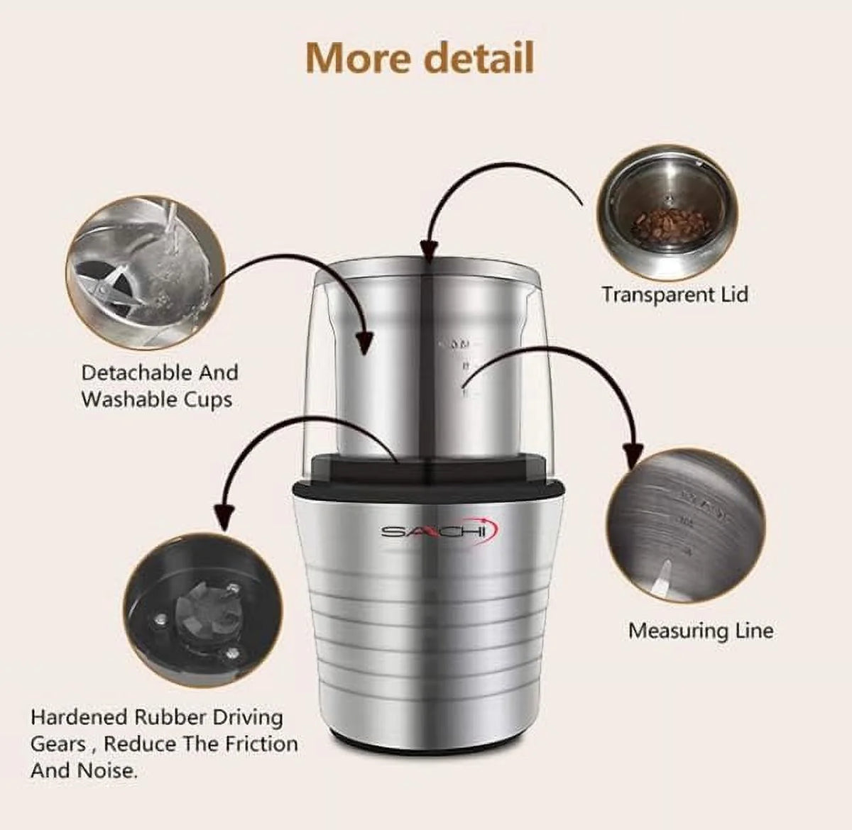 Electric Coffee Grinder Wet And Dry Spice Grinder with 2 Stainless Steel Blades K686