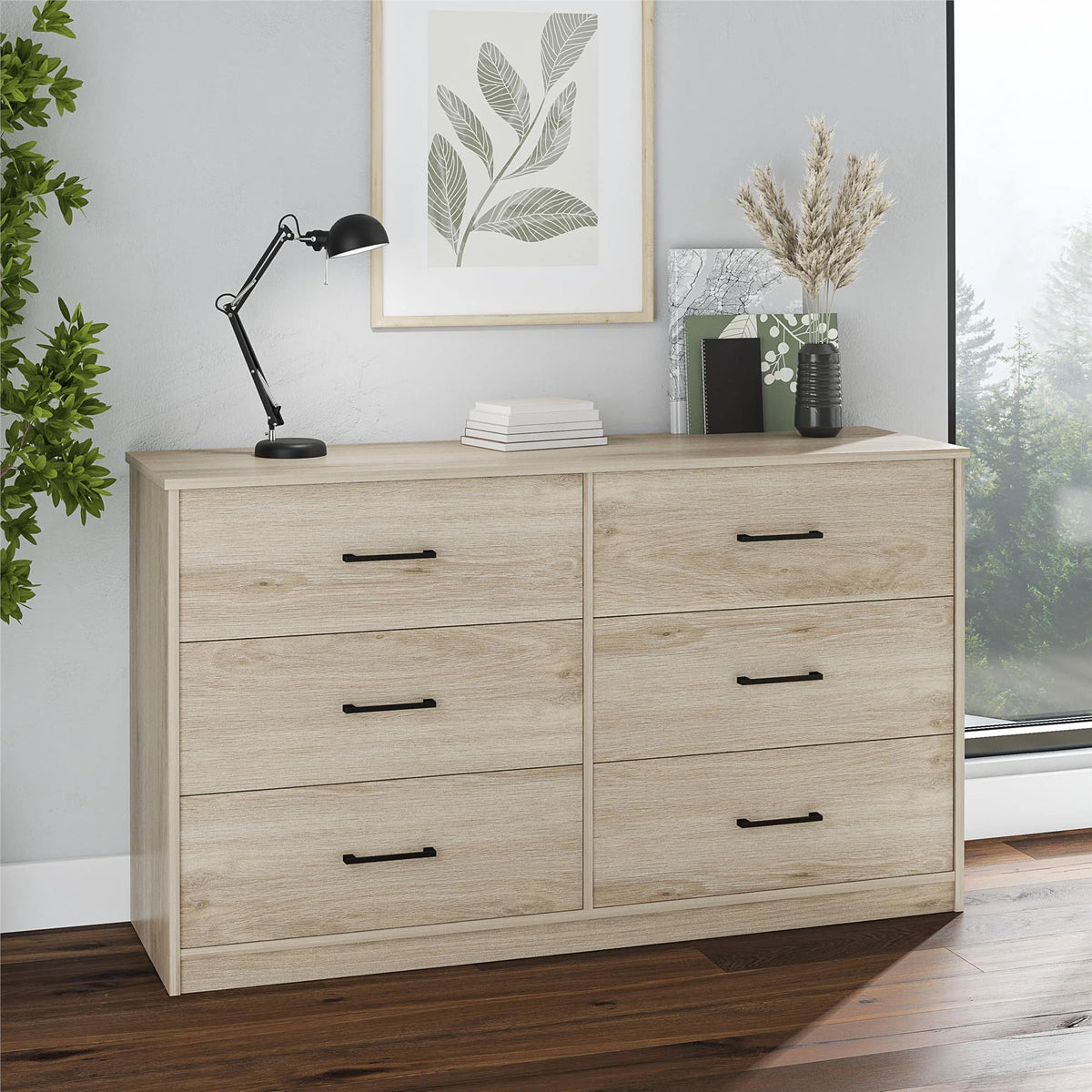 Black 6 Drawer Dresser F6781