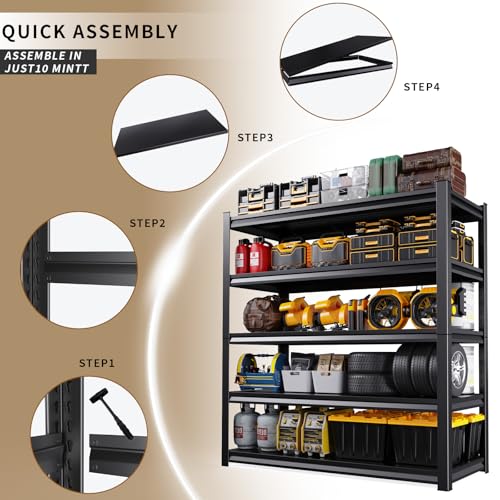 72" H Heavy Duty 5-Tier Adjustable Metal Shelving Unit G28520
