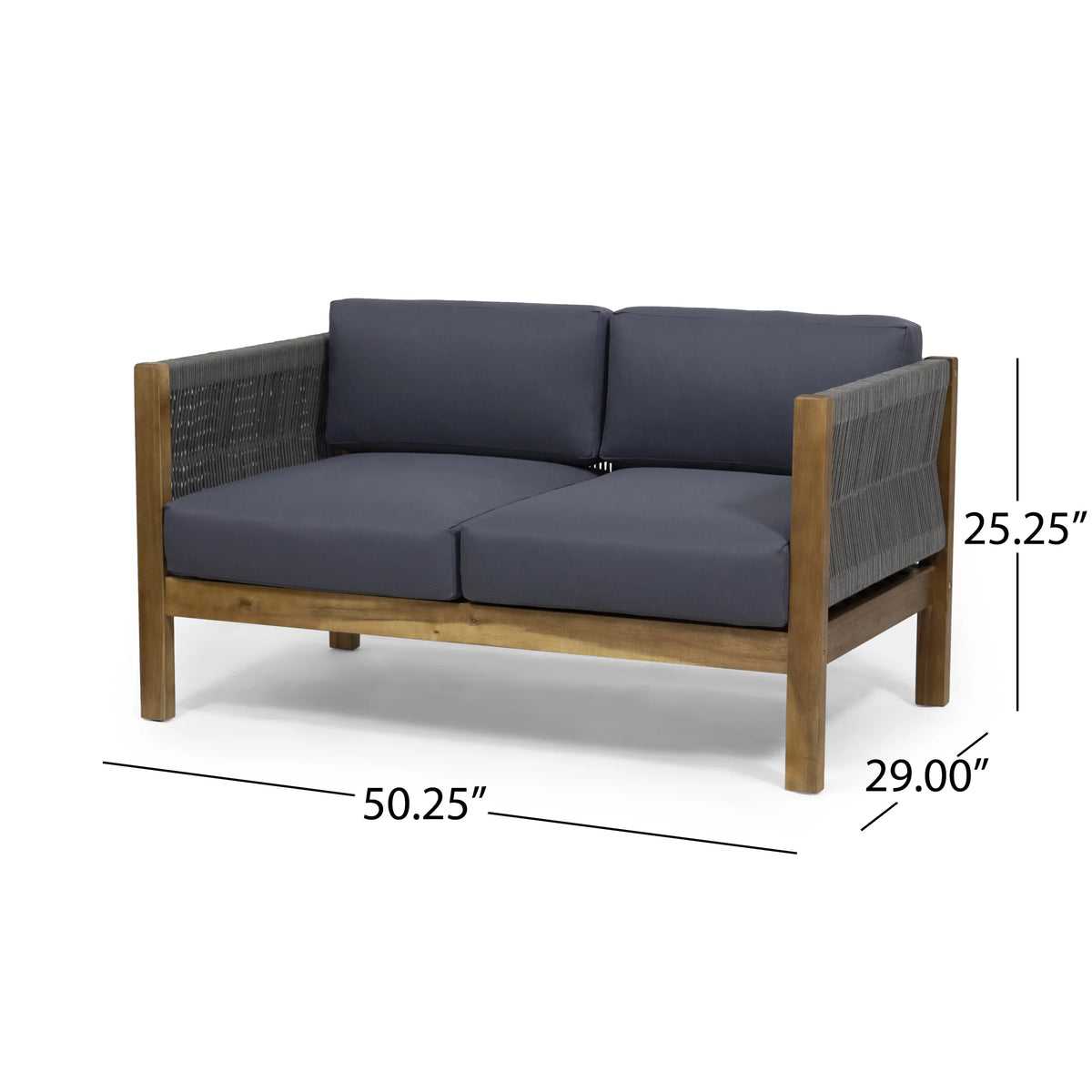 Acacia Wood and Rope 4 Seater Chat Set with Cushions F77861