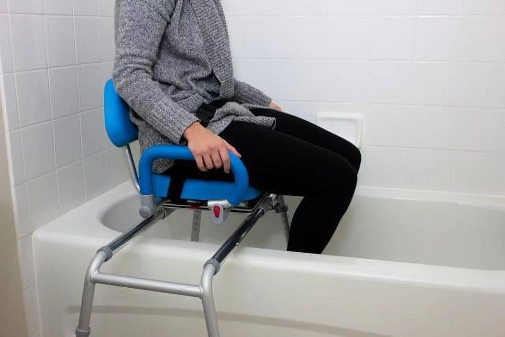 Sliding Transfer Bench with Swivel Seat Padded Bath Shower Chair I9713