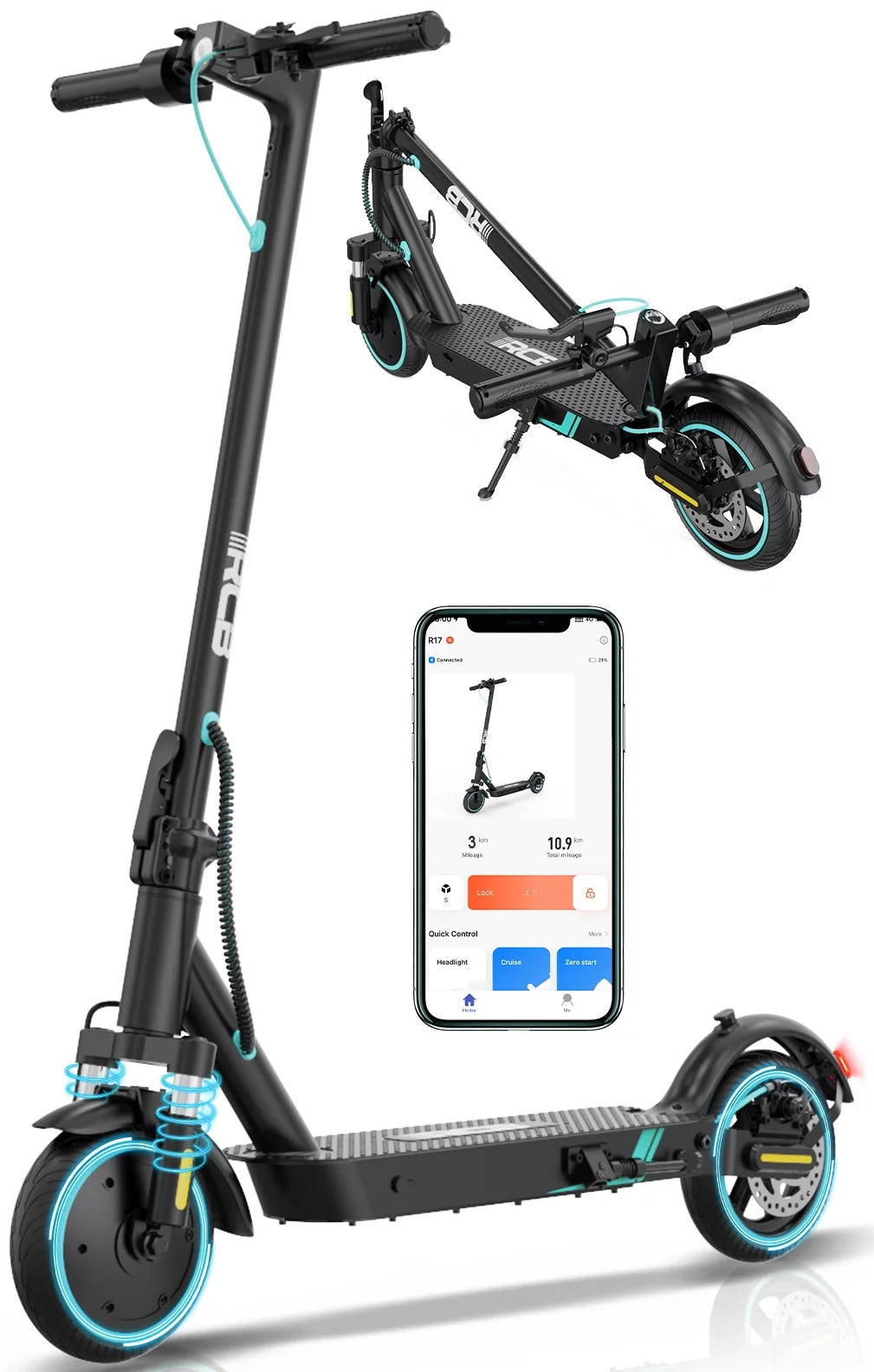Electric Scooter with APP Control, 350W Motor, 19 mph Y642375