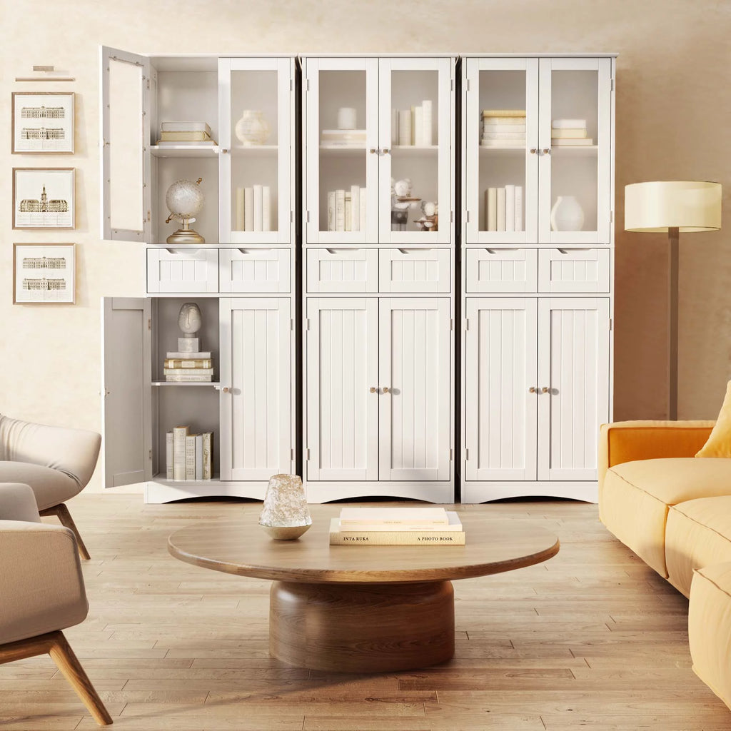 Tall White Kitchen Storage Cabinet with 2 Drawers A762193